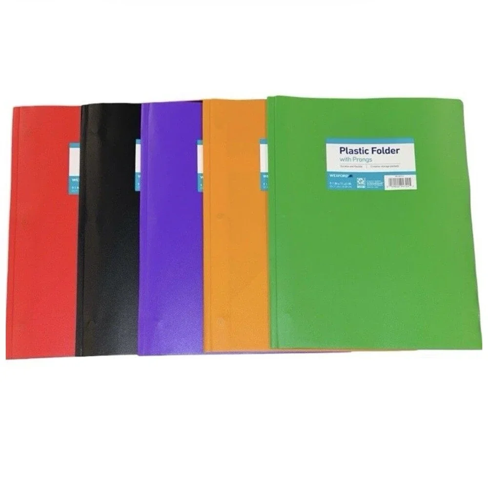 5x Wexford Plastic Folder w/ Prongs 2 Pocket 9.1x11.61